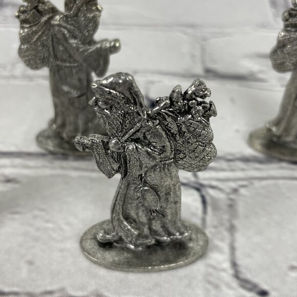 Vintage 1993 Metzke Pewter Old World Santa and Christmas Tree Figurine Set of 8 - Picture 4 of 10